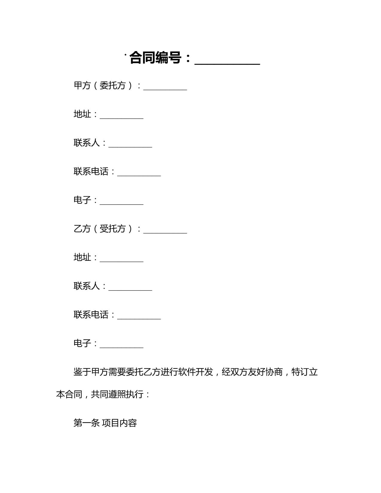 2024个人软件开发外包合同（适用于接受金融机构委托从事金融信息技术外包）